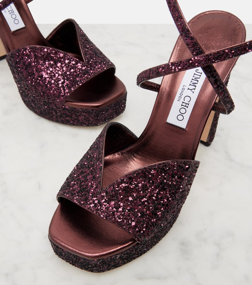 Jimmy Choo Karli 125 Glitter Platform Sandals In Multi