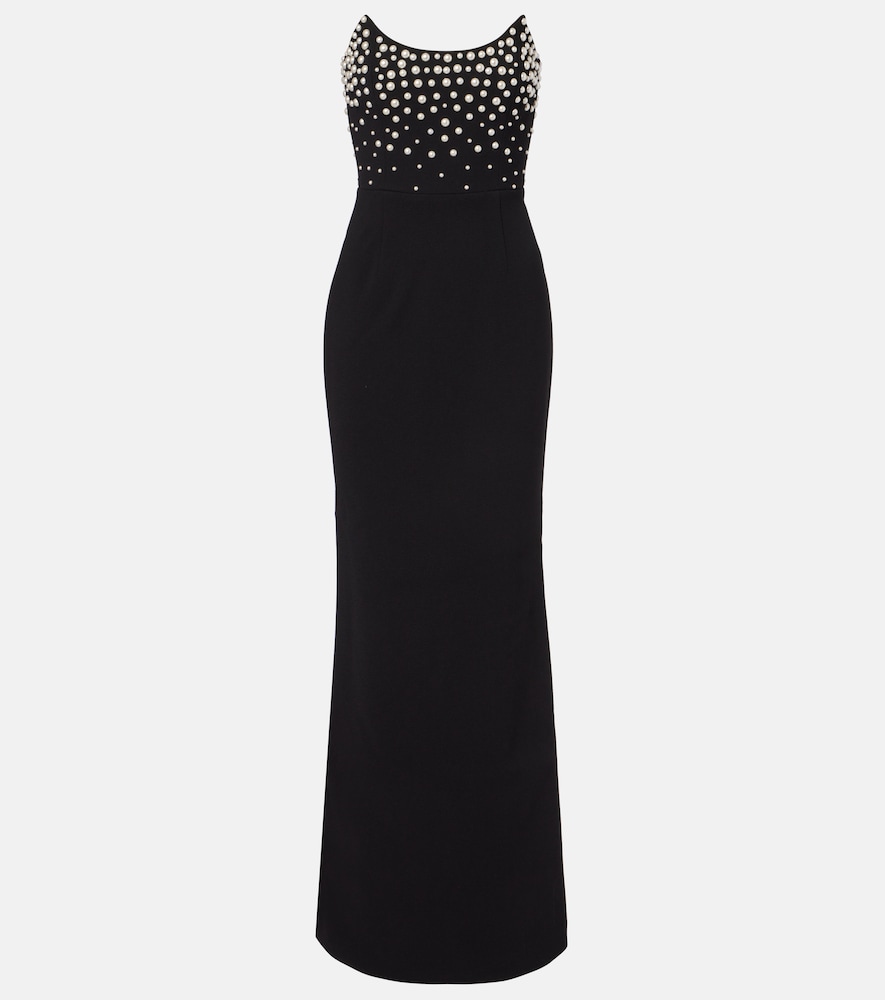 Rebecca Vallance Lynette embellished crêpe bustier gown