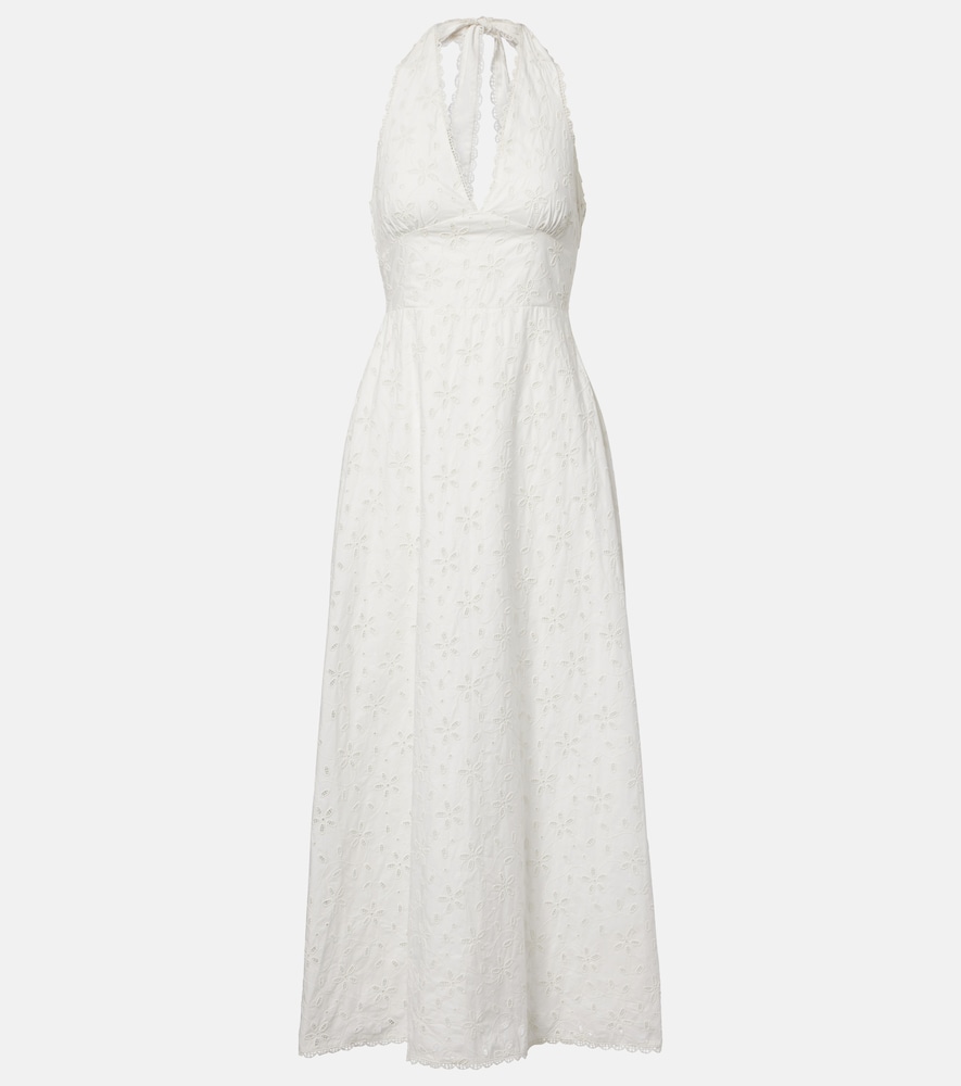 Posse Salma embroidered halterneck cotton midi dress