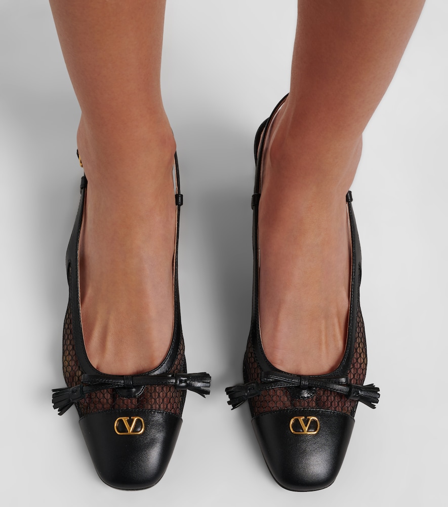 Garavani Vlogo Leather And Mesh Slingback Pumps