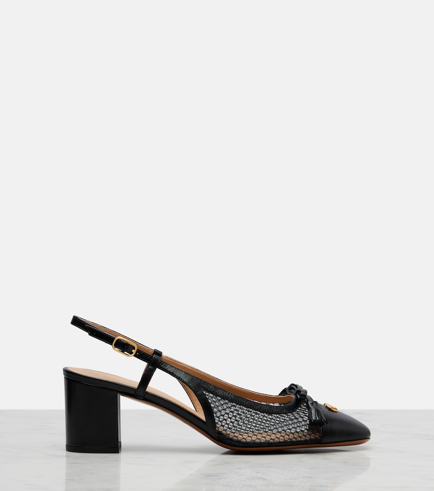  Valentino Garavani Valentino Garavani Slingback-pumps Vlogo Aus Leder Und Mesh 