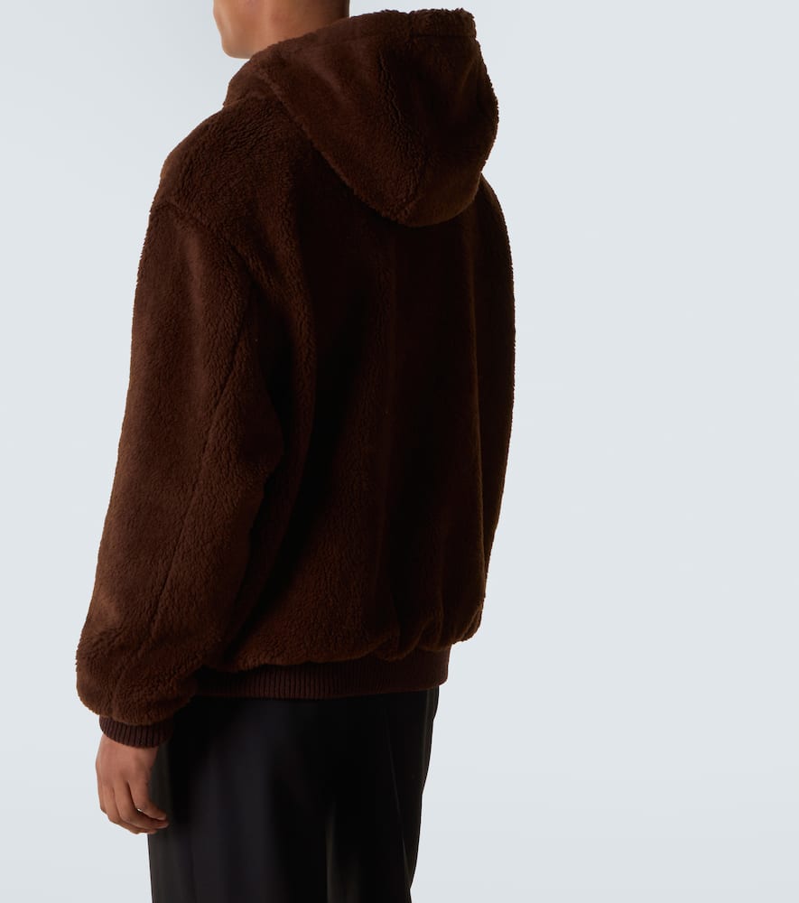 Prada Mens Brown Hooded Borg Wool-blend Jacket Xl In Brown