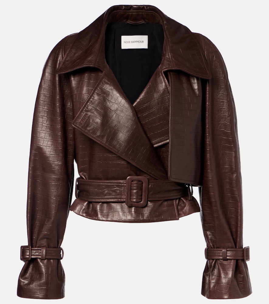 Nour Hammour Veste Hatti en cuir emboss 1015 €