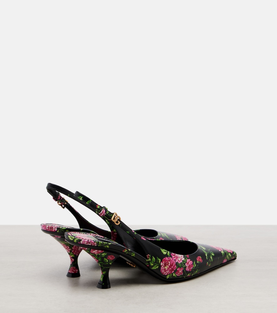  Dolce&gabbana Dolce&gabbana Lollo 60 Floral Leather Slingback Pumps 