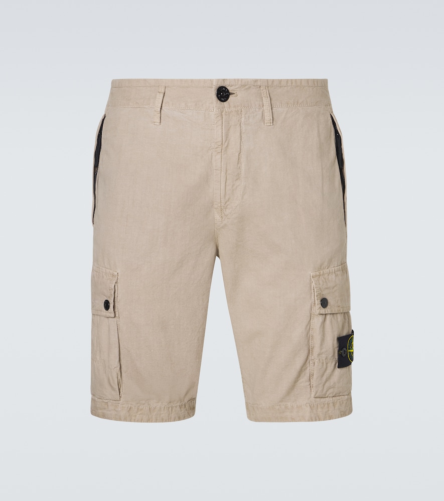 Stone Island Compass cotton canvas shorts