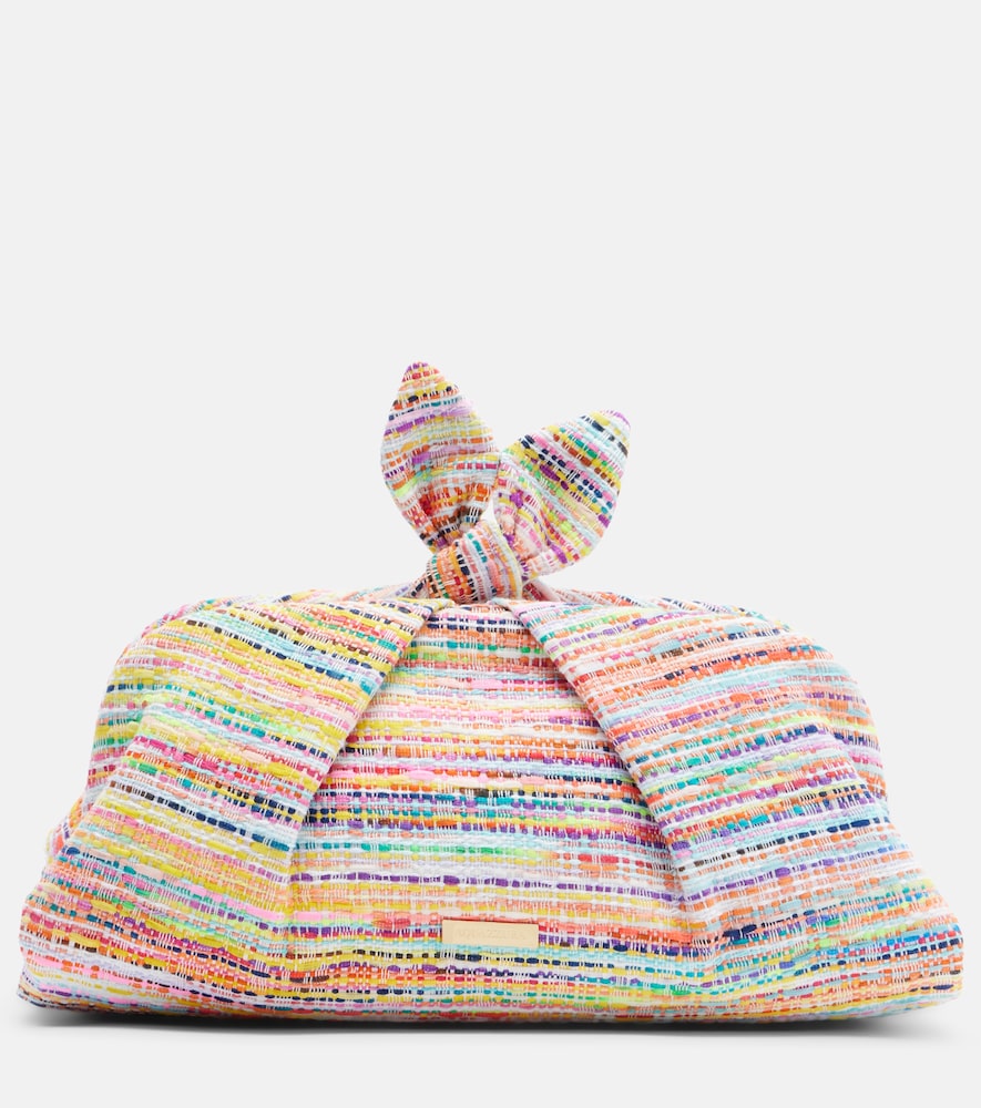 Aquazzura Bowtie tweed clutch
