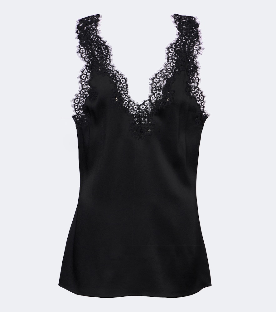 Stella Mccartney Donna Top In Raso Con Pizzo Nero It Taglia 40- Mytheresa