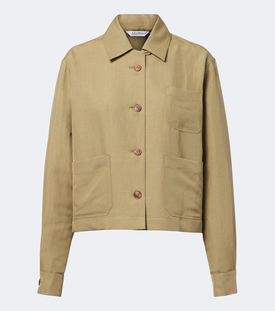 Max Mara Linen And Silk Twill Blouson Jacket In Beige