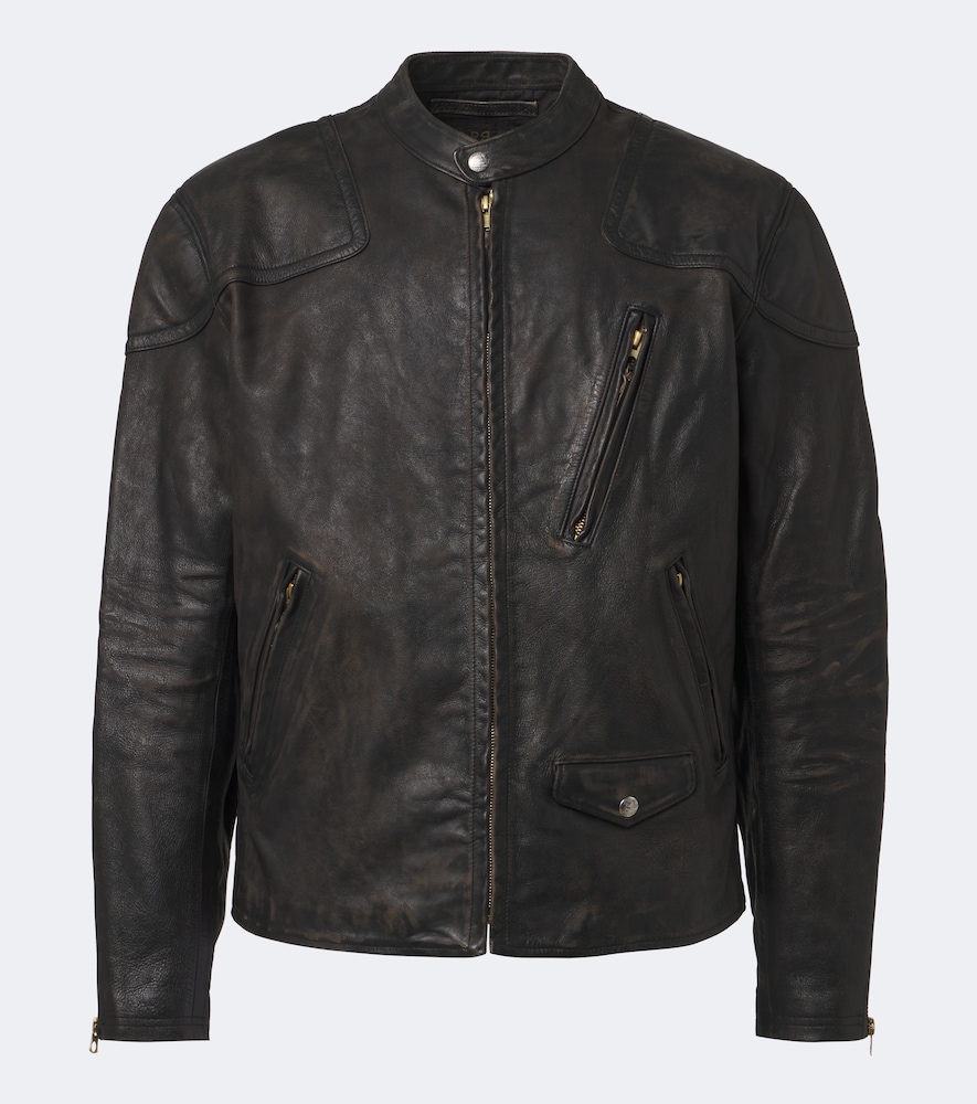 Rrl Watts Leather Jacket In Schwarz