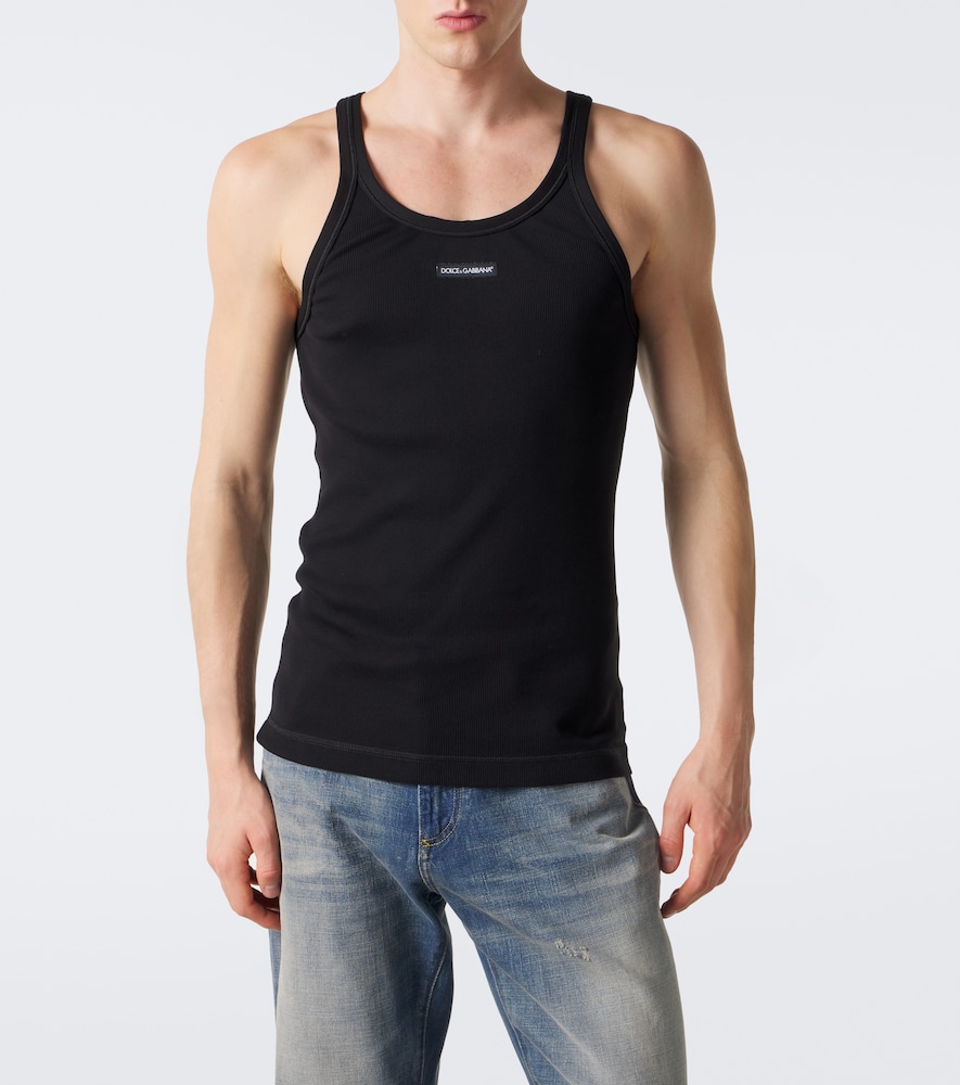 Dolce&Gabbana Logo Ribbed-Knit Cotton Tank Top