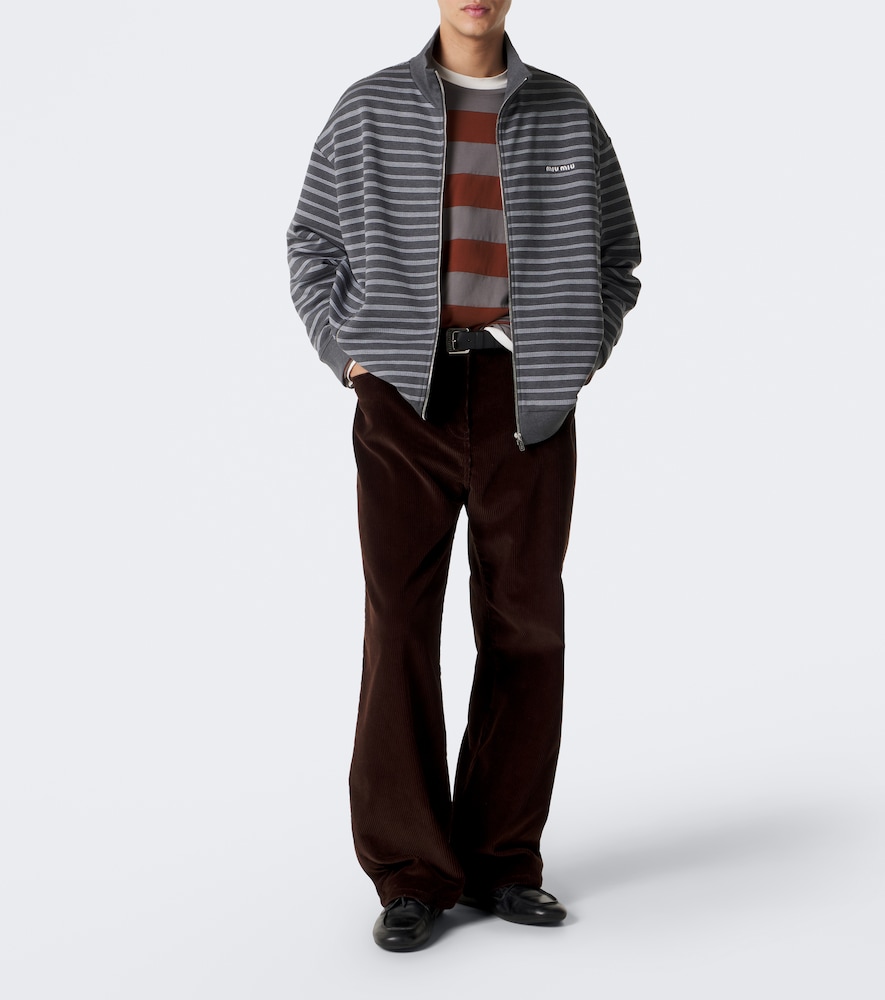 Striped Oversized Cotton Fleece Sweatshirt