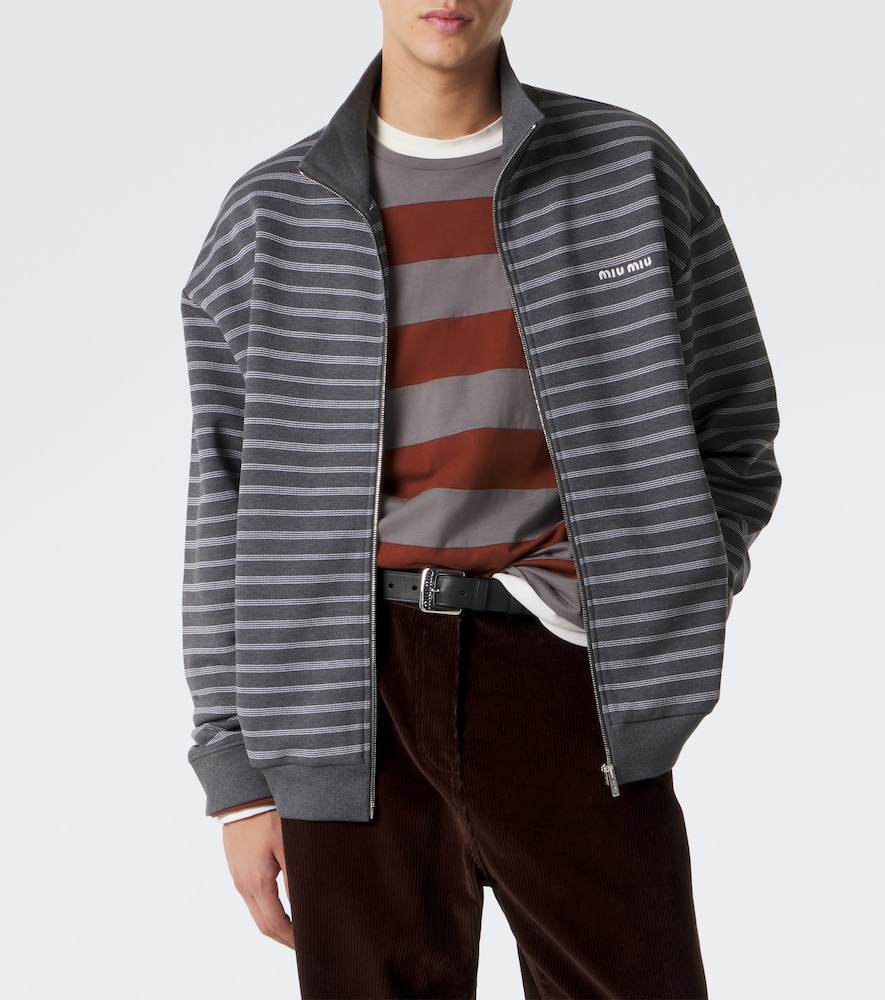Striped Oversized Cotton Fleece Sweatshirt