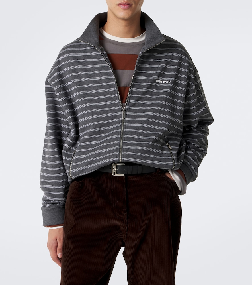 Striped Oversized Cotton Fleece Sweatshirt