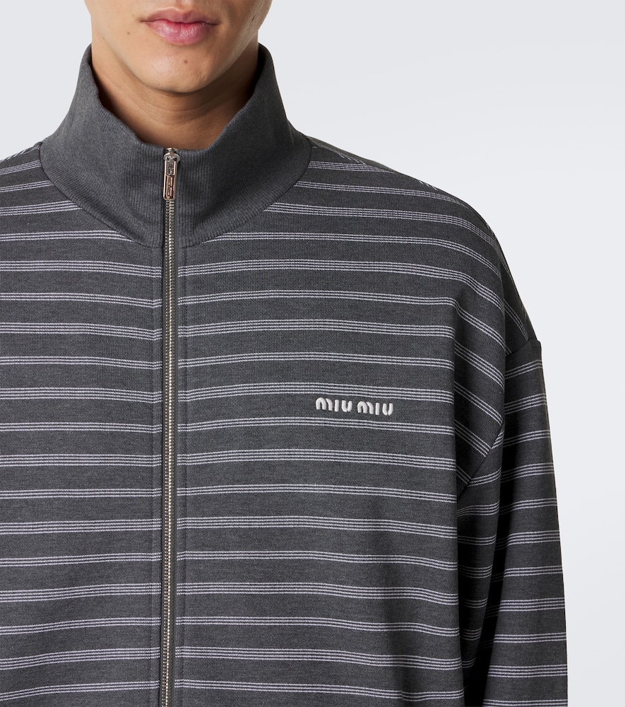 Striped Oversized Cotton Fleece Sweatshirt