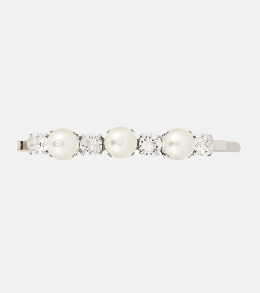 Faux pearl and crystal-embellished hair clip