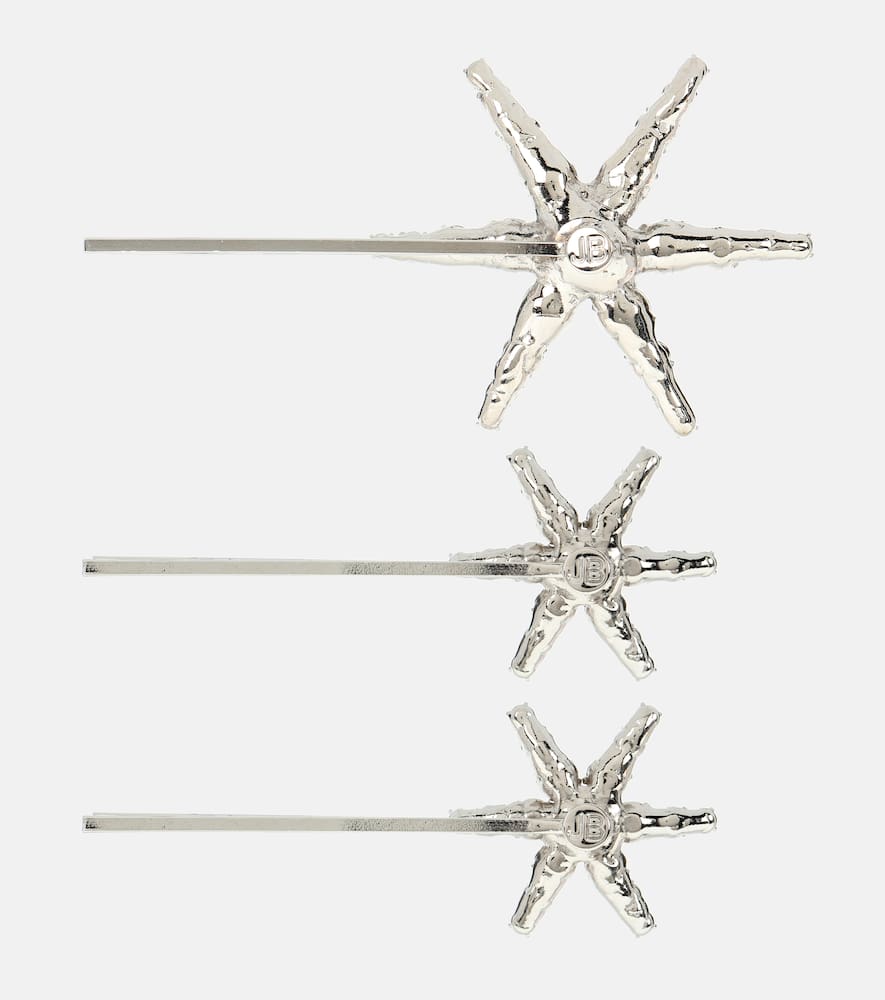 Shop Jennifer Behr Aurelia Set Of Embellished Barrettes In Silver