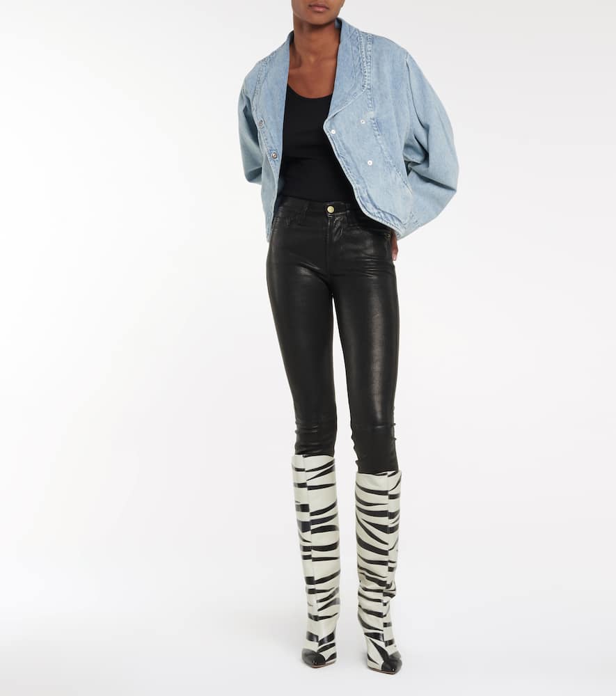 ISABEL MARANT LARZEE ZEBRA-APPLIQUÉ LEATHER KNEE-HIGH BOOTS