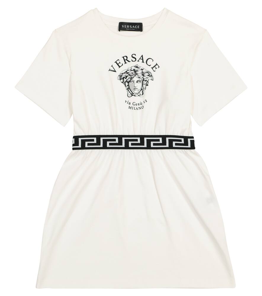 Click to view more detailed imagery on our partner's website Versace Kids' Medusa Print Cotton Jersey Dress In White