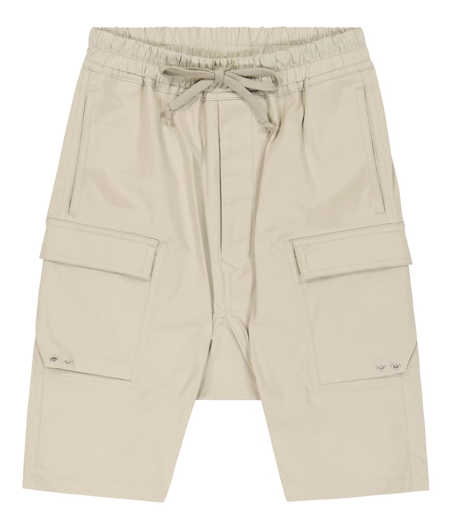 Rick Owens Pods Cotton Cargo Bermuda Shorts In Pearl