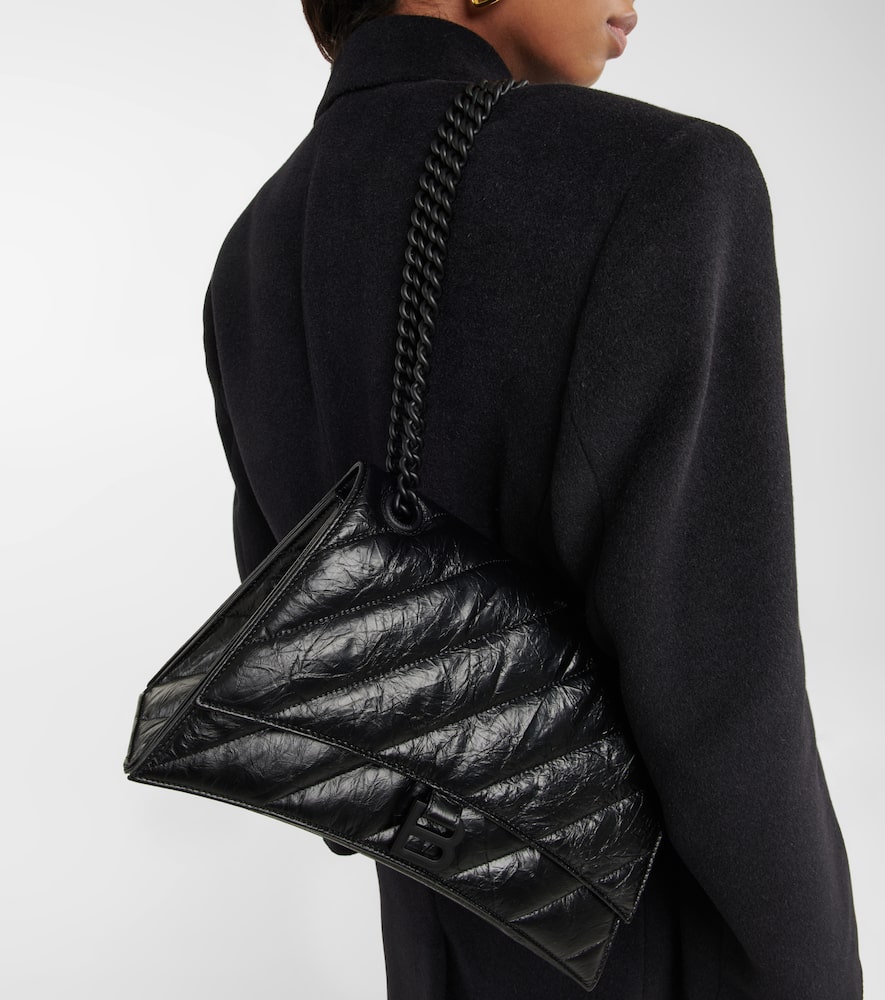 Balenciaga Medium Crush Quilted Leather Shoulder Bag In Black