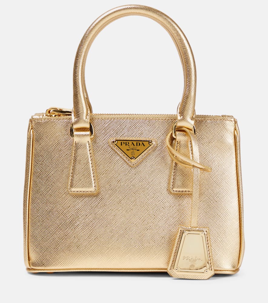 Prada Galleria Mini metallic leather tote bag