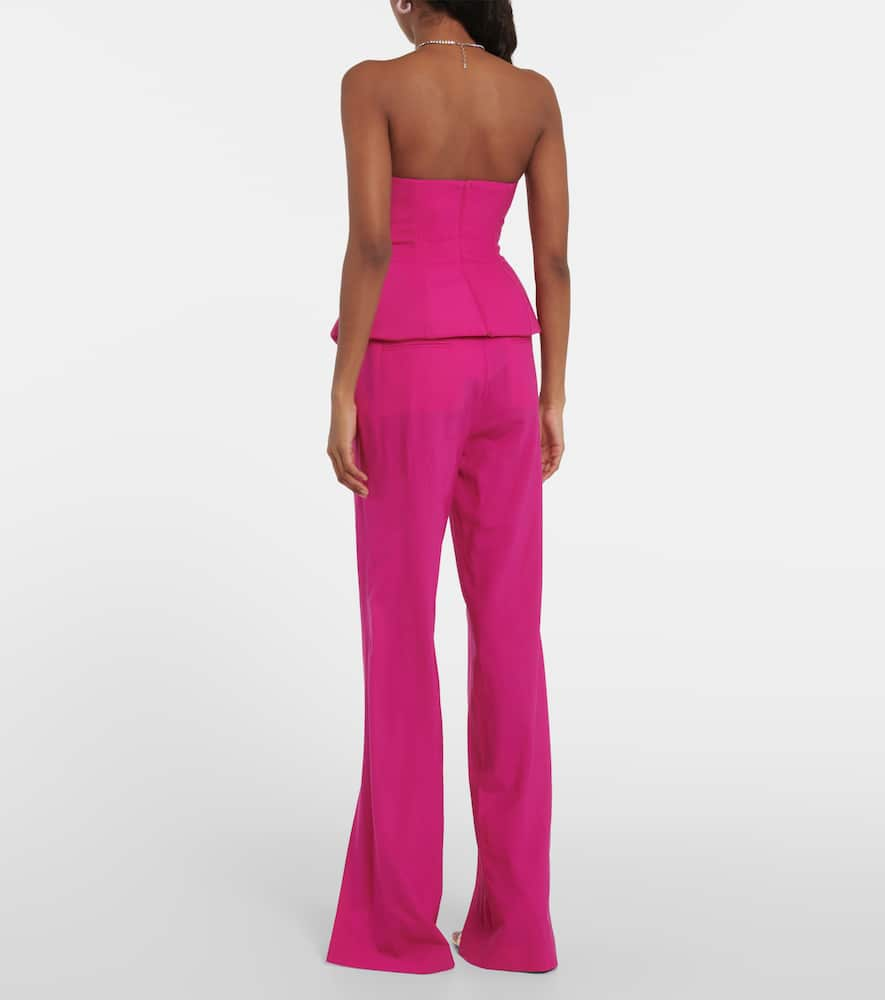 Shop Giuseppe Di Morabito Mid-rise Flared Wool-blend Pants In Fuchsia