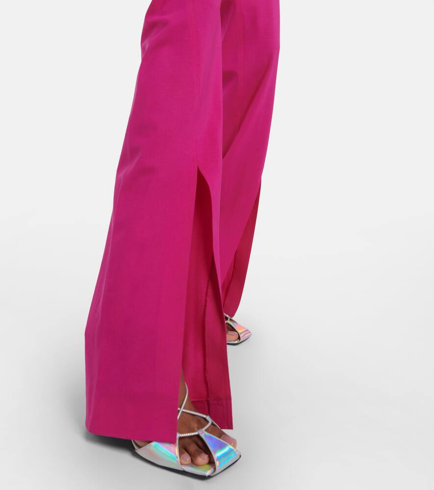 Shop Giuseppe Di Morabito Mid-rise Flared Wool-blend Pants In Fuchsia