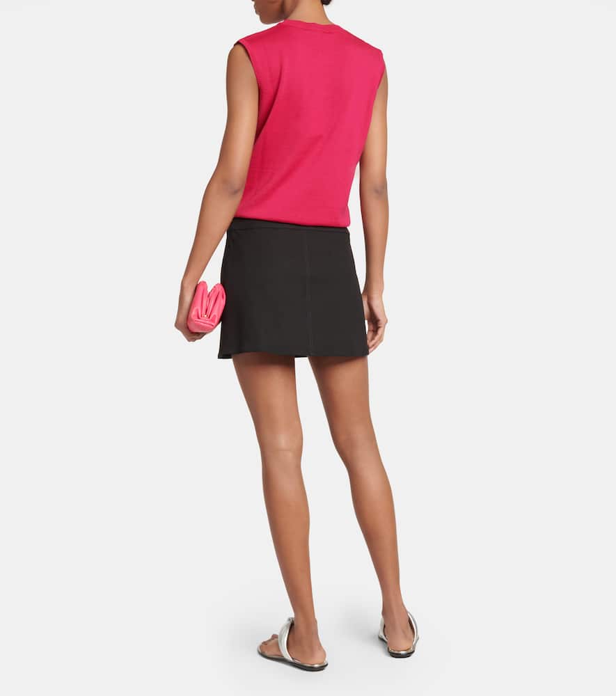 Pucci Silk-trimmed Cotton-blend Gabardine Mini Skirt In Nero