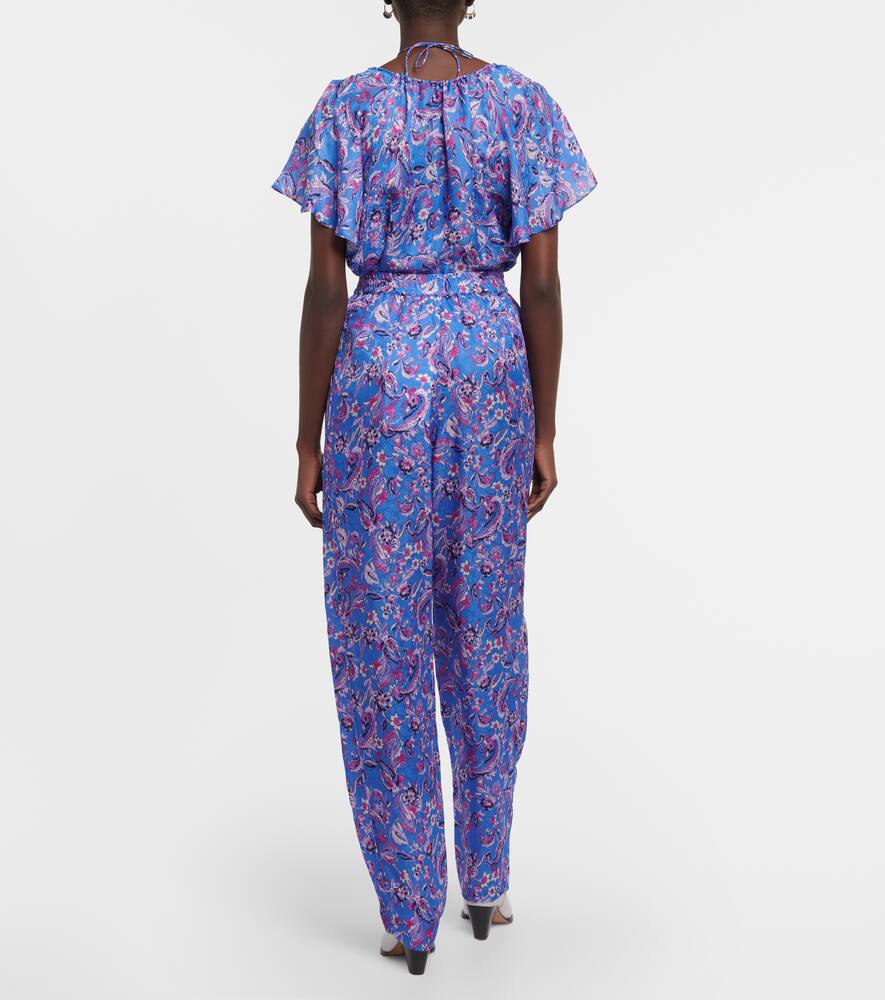 Isabel Marant Piera Printed Silk-blend Pants In Blue