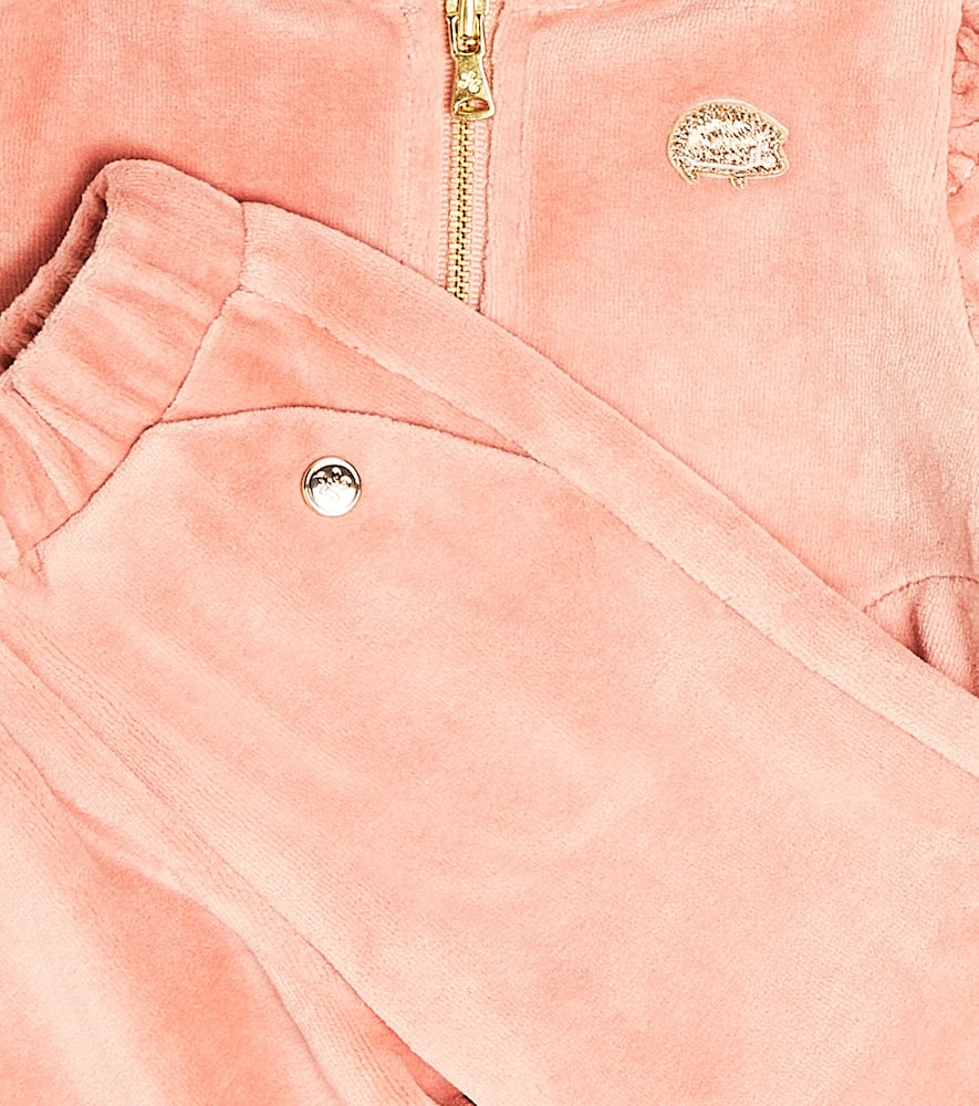 Tartine Et Chocolat Baby Cotton-blend Velvet Tracksuit In Pink