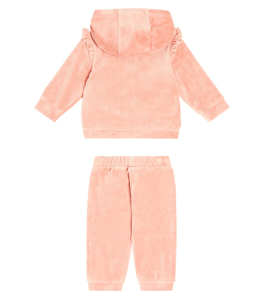 Shop Tartine Et Chocolat Baby Cotton-blend Velvet Tracksuit In Pink