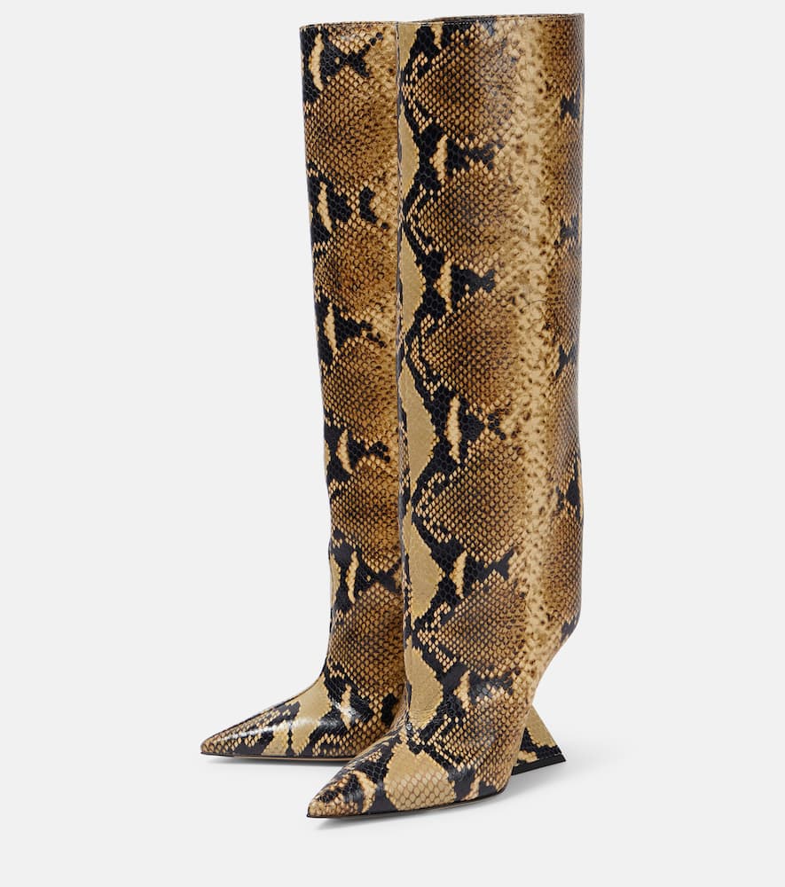 Shop Attico Cheope Snake-effect Leather Knee-high Boots In Multicoloured