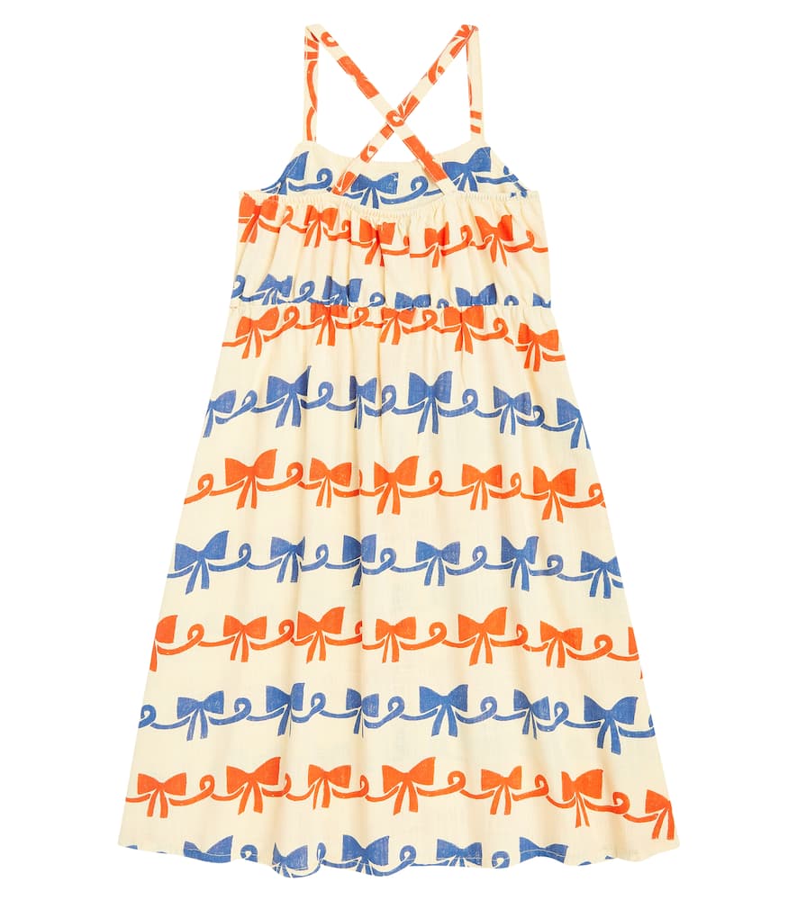 Bobo Choses Girl's Ribbon Bow Woven Linen-blend Dress In Light Yellow