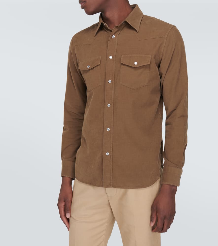 Tom Ford Cotton Corduroy Western Shirt In Mocha