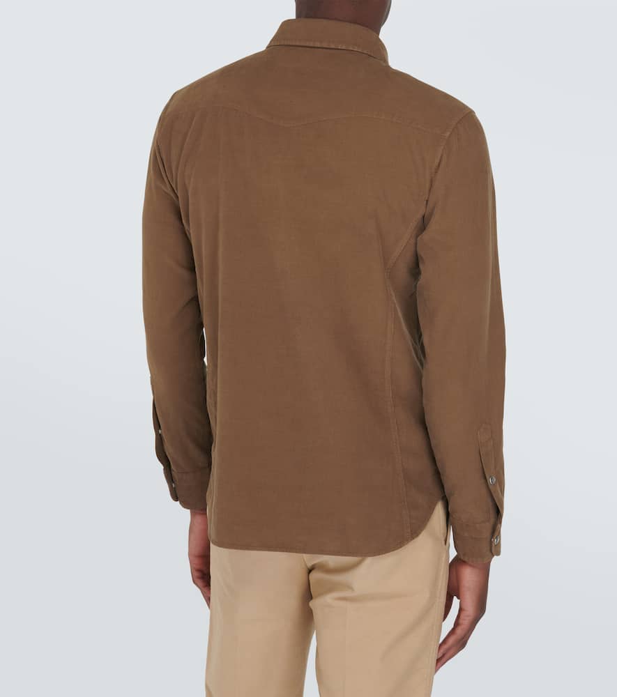 Tom Ford Cotton Corduroy Western Shirt In Mocha