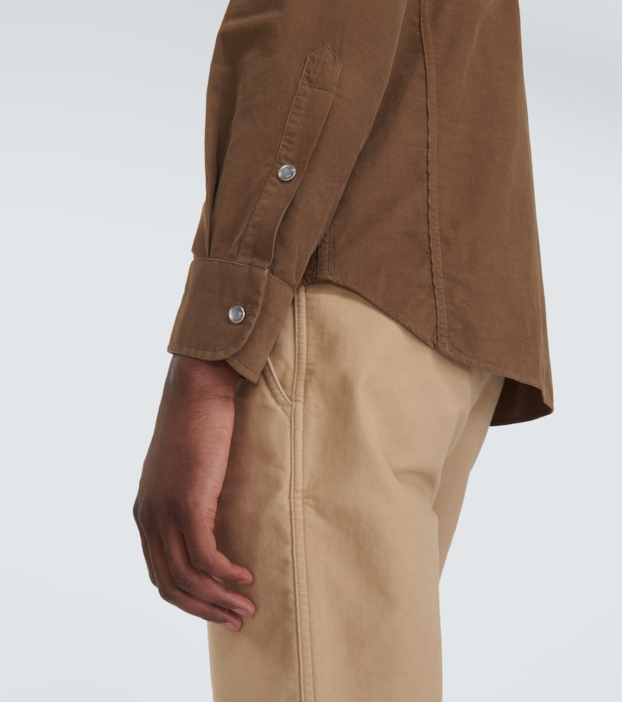 Tom Ford Cotton Corduroy Western Shirt In Mocha