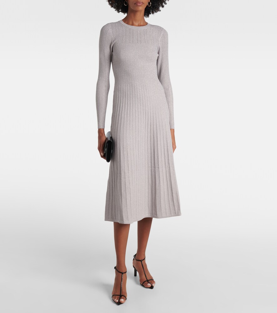 Veronica Beard Veronica Beard Nami Knitted Lamã© Midi Dress 