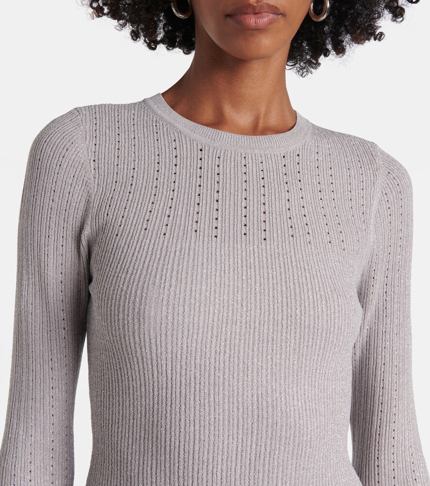  Veronica Beard Veronica Beard Nami Knitted Lamã© Midi Dress 