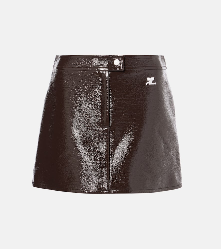 Courrèges Fitted Burgundy Mini Skirt With Shiny Finish In Red