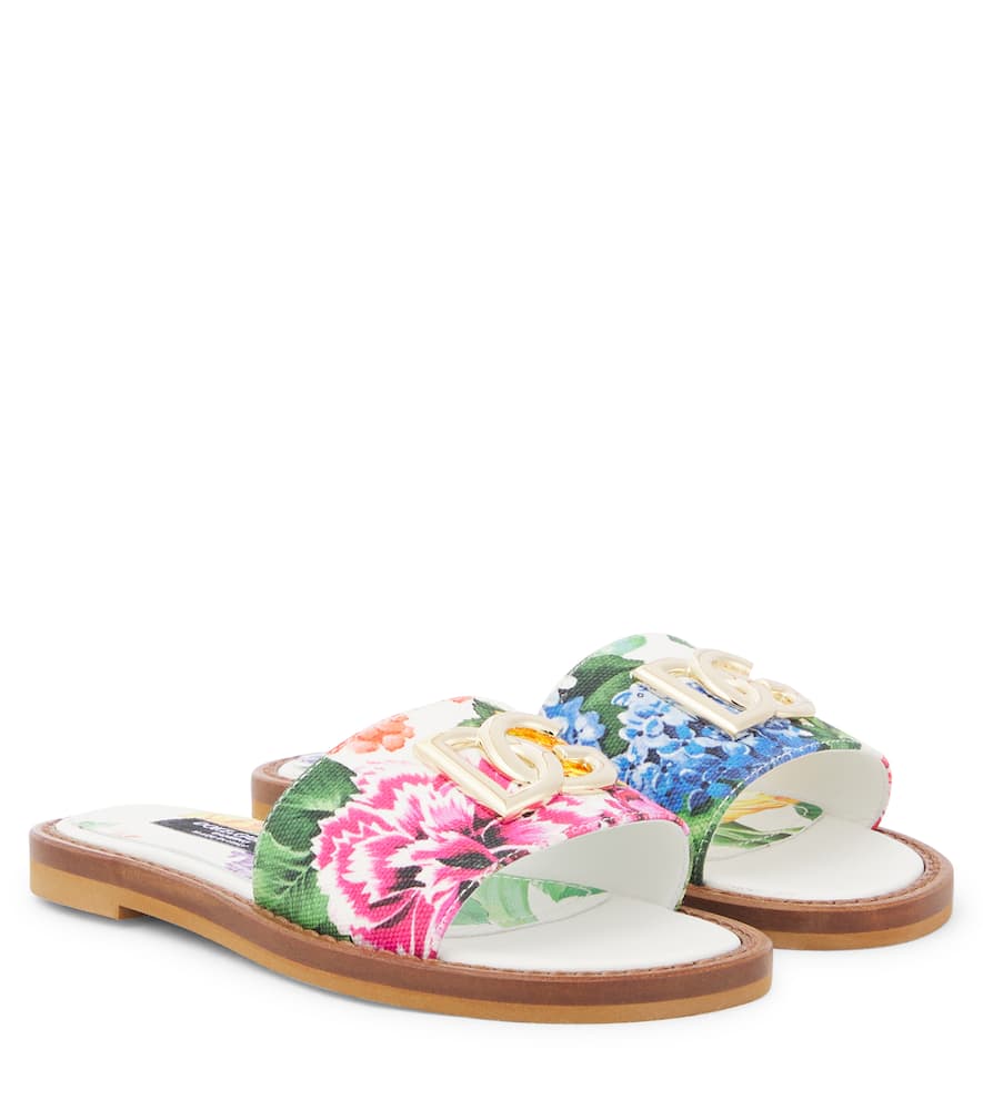 Dolce & Gabbana Floral Canvas Sandals In Multicoloured