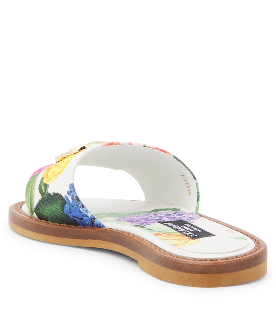 Dolce & Gabbana Floral Canvas Sandals In Multicoloured