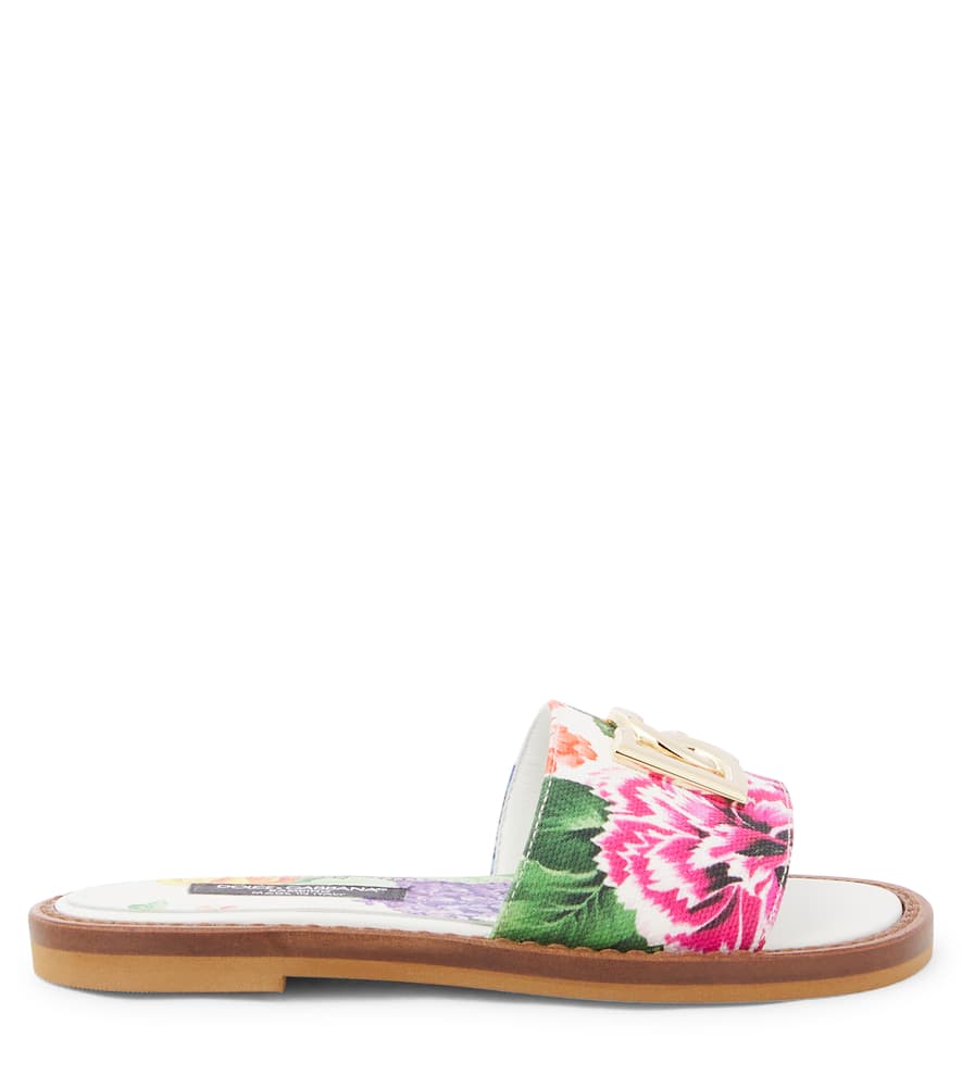 Dolce & Gabbana Floral Canvas Sandals In Multicoloured