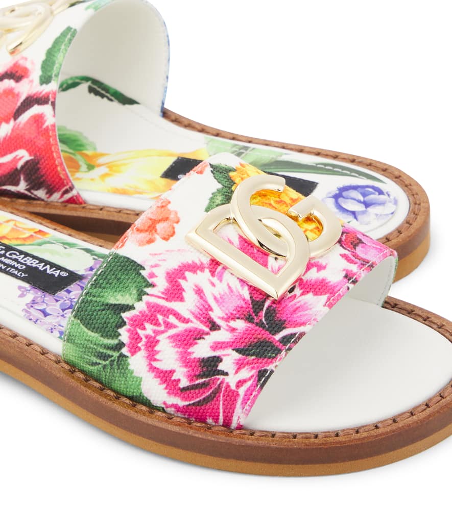Dolce & Gabbana Floral Canvas Sandals In Multicoloured