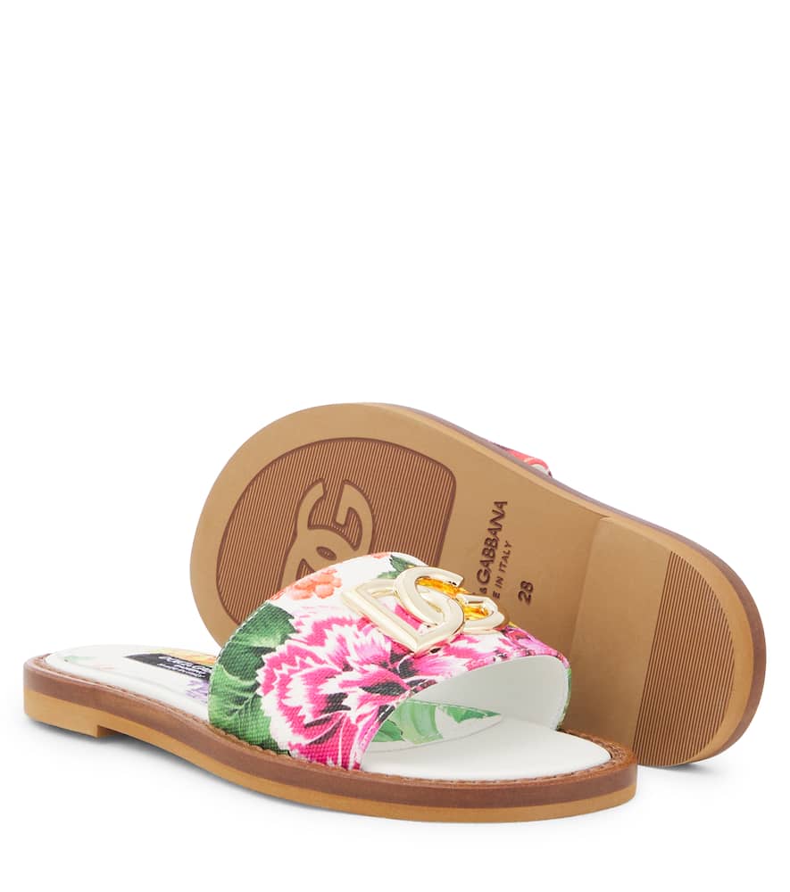 Dolce & Gabbana Floral Canvas Sandals In Multicoloured