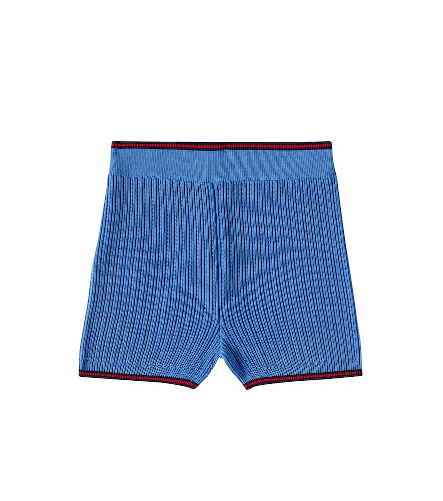 Gucci Web Stripe Knitted Shorts In Blue