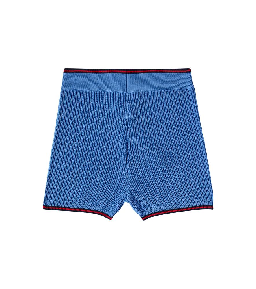 Gucci Web Stripe Knitted Shorts In Blue