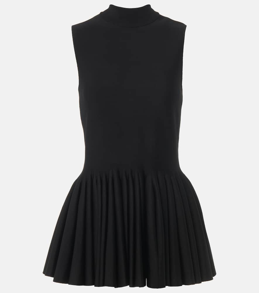 Alaïa Womens Godet Pleated Knitted Top Noir Alaia In Black