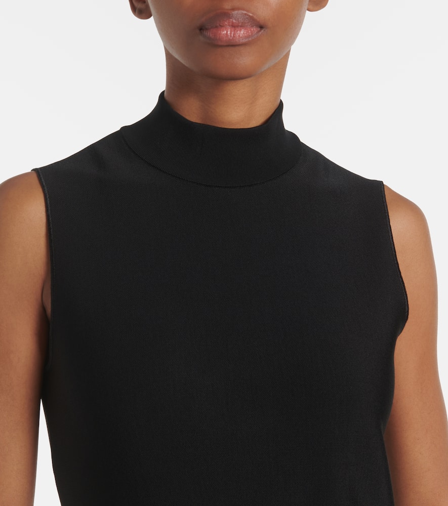 Alaïa Womens Godet Pleated Knitted Top Noir Alaia In Black