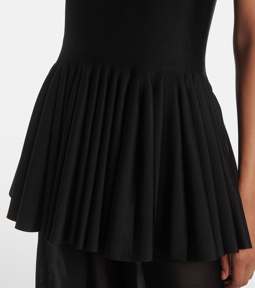 Alaïa Womens Godet Pleated Knitted Top Noir Alaia In Black