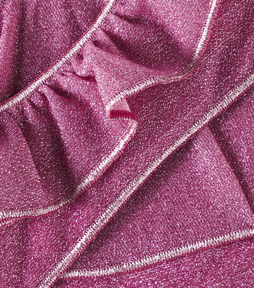 Oseree Oséree Kids Lumière Ruffled Lamé Bikini In Pink